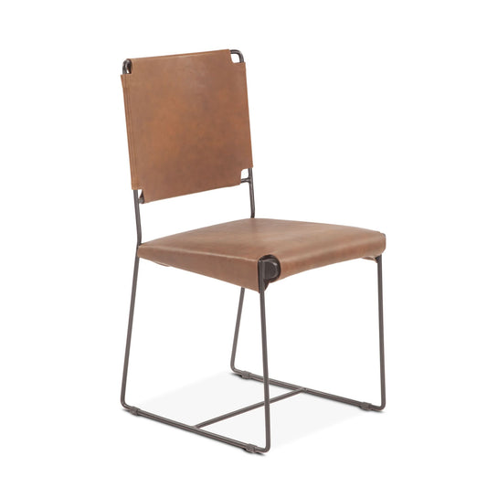  Melbourne Brown Leather and Iron Dining Chair - Home Trends & Design 