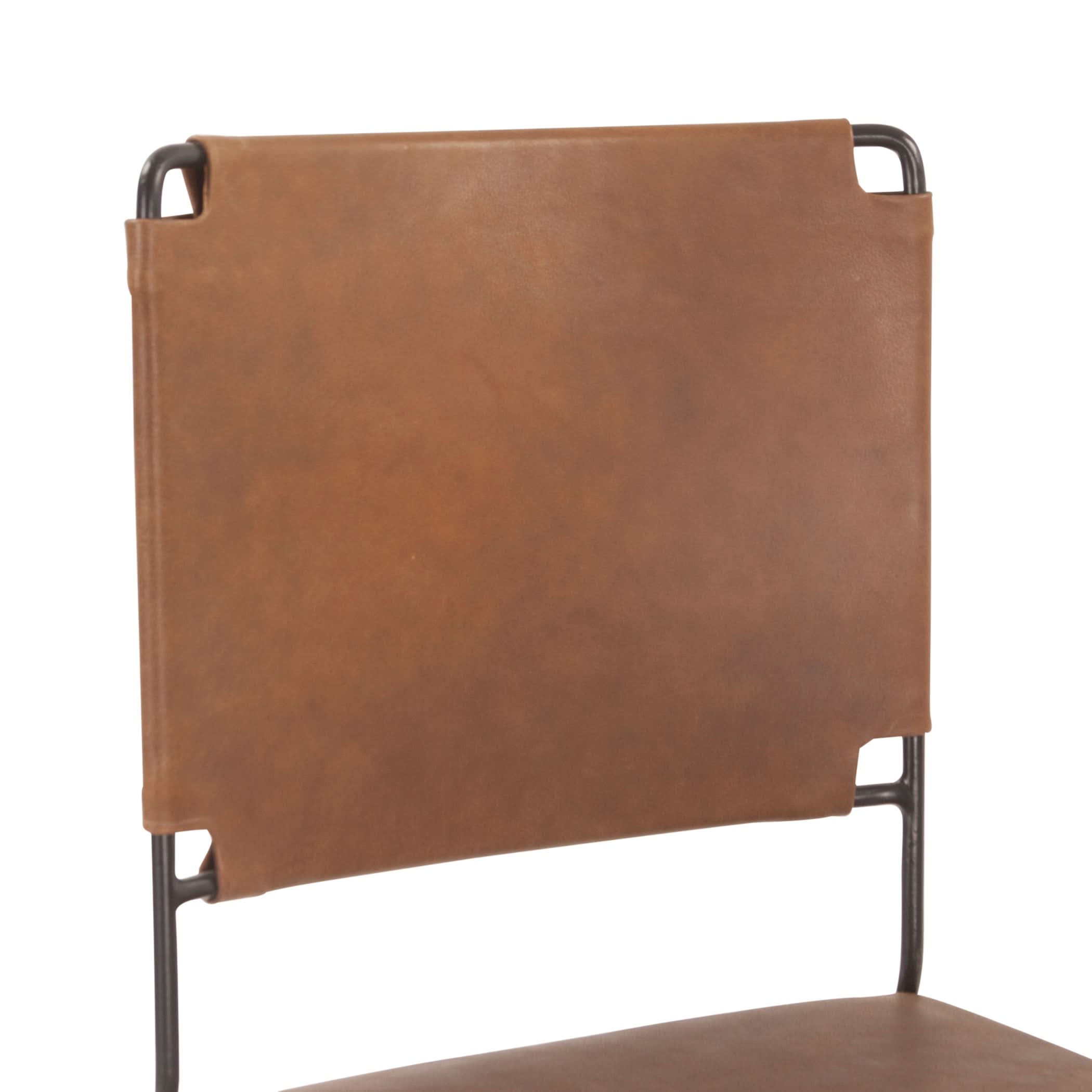 Melbourne Brown Leather and Iron Dining Chair - Home Trends & Design