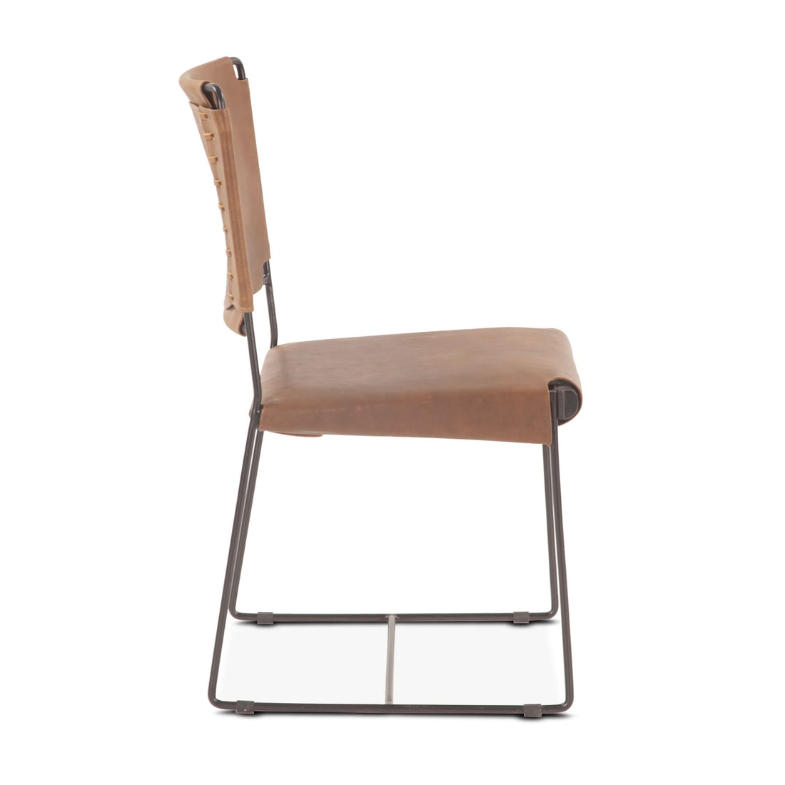Melbourne Brown Leather and Iron Dining Chair - Home Trends & Design