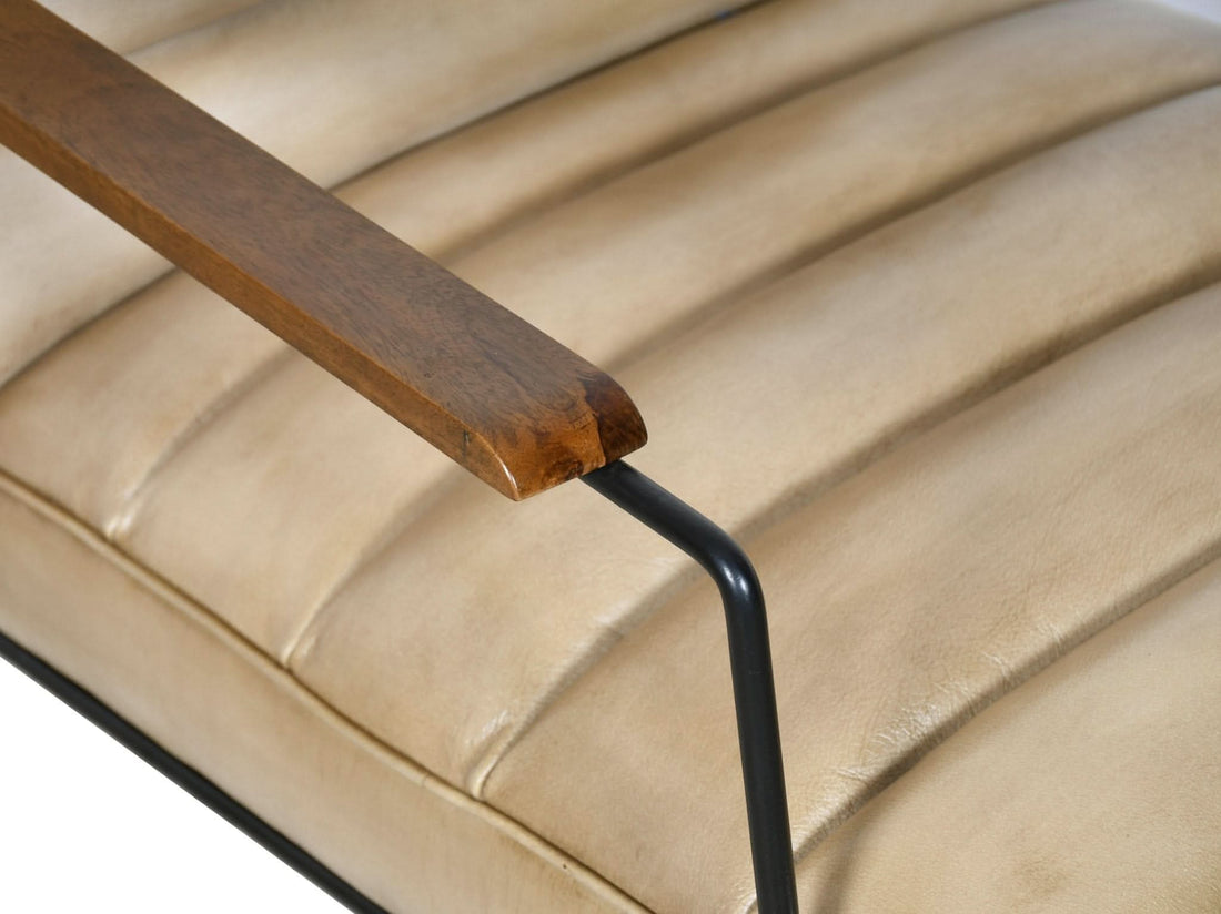 Melbourne Mid - Century Modern Accent Chair in Antique Ivory - Home Trends & Design