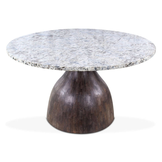  Fargo 54" Round Dining Table with Alaska White Marble and Blackwash Base - Home Trends & Design 