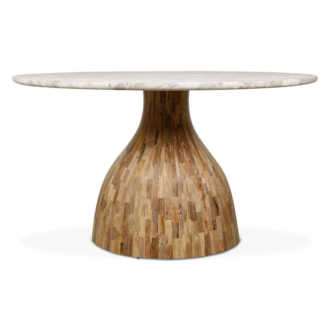 Fargo 54" Round Dining Table with Capri Beige Marble and Natural Base - Home Trends & Design