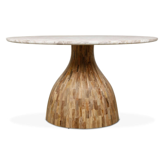 Fargo 54" Round Dining Table with Capri Beige Marble and Natural Base - Home Trends & Design