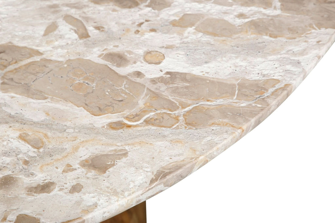 Fargo 54" Round Dining Table with Capri Beige Marble and Natural Base - Home Trends & Design