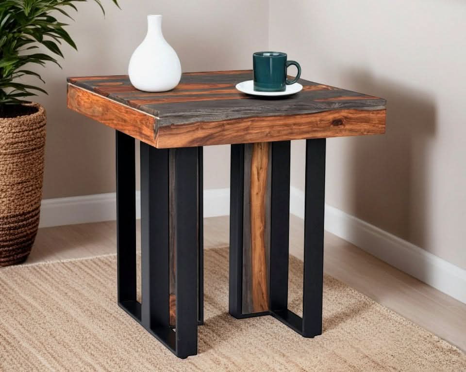 Summit 26" Modern End Table in Capri Sheesham - Home Trends & Design