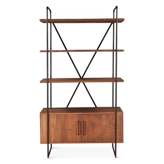 Halden 46" Acacia Wood Bookshelf in Pecan Brown - Home Trends & Design