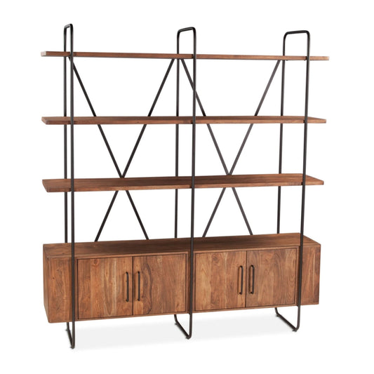Halden 75" Acacia Wood Bookshelf in Pecan Brown - Home Trends & Design