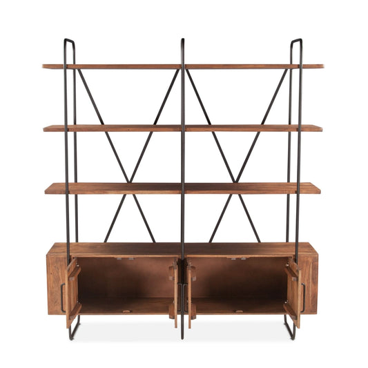  Halden 75" Acacia Wood Bookshelf in Pecan Brown - Home Trends & Design 