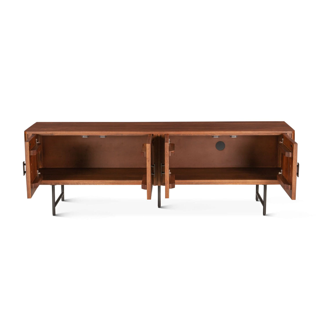 Halden 67" Acacia Wood Plasma Cabinet in Pecan Brown - Home Trends & Design