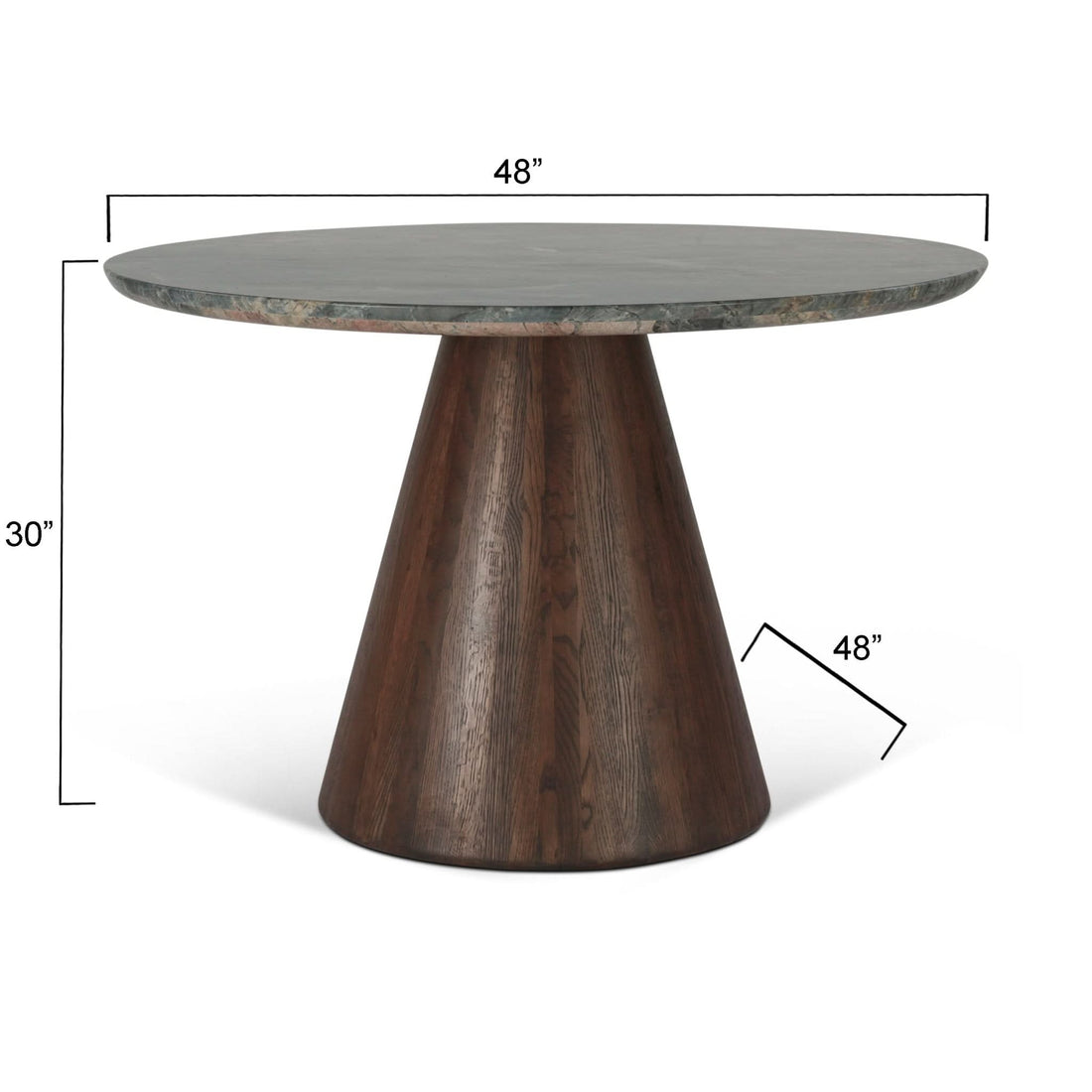 Caldera 48" Lava Marble Dining Table with Dark Oak Base - Home Trends & Design