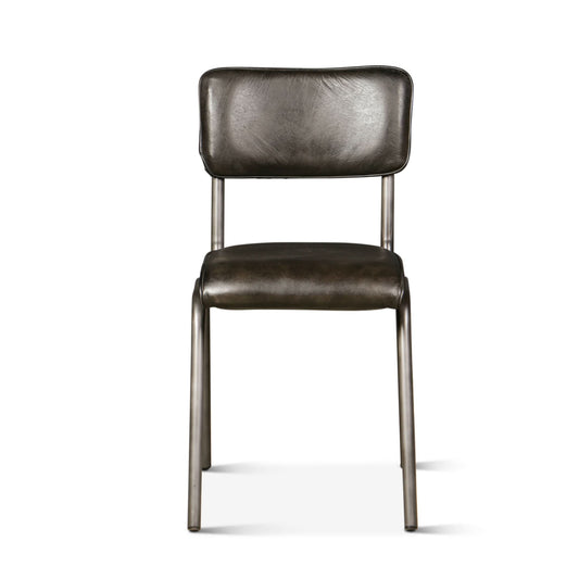 William 17" Ebony Leather and Iron Dining Chair - Home Trends & Design 