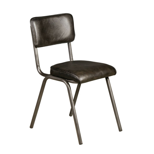 William 17" Ebony Leather and Iron Dining Chair - Home Trends & Design