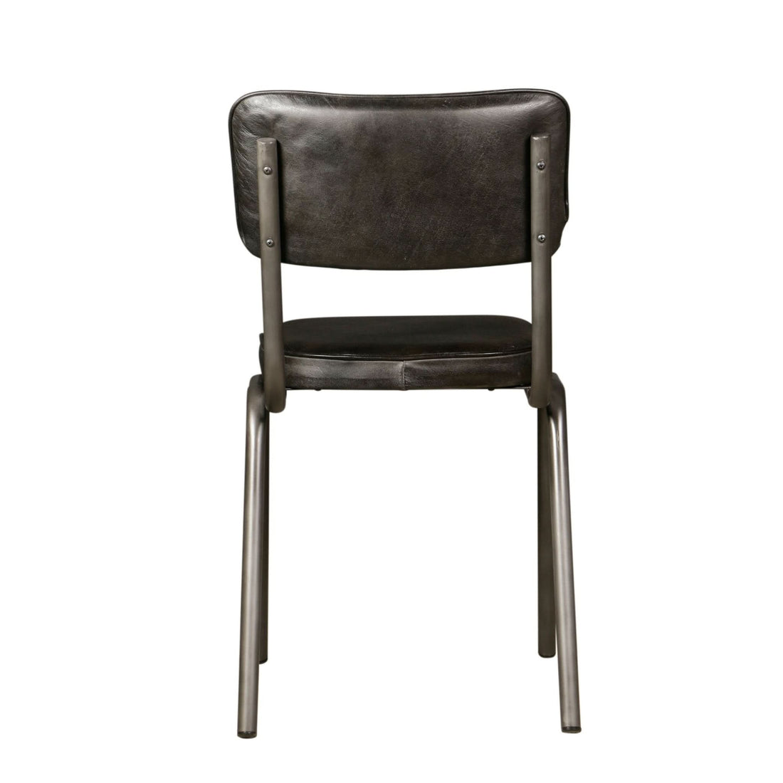 William 17" Ebony Leather and Iron Dining Chair - Home Trends & Design