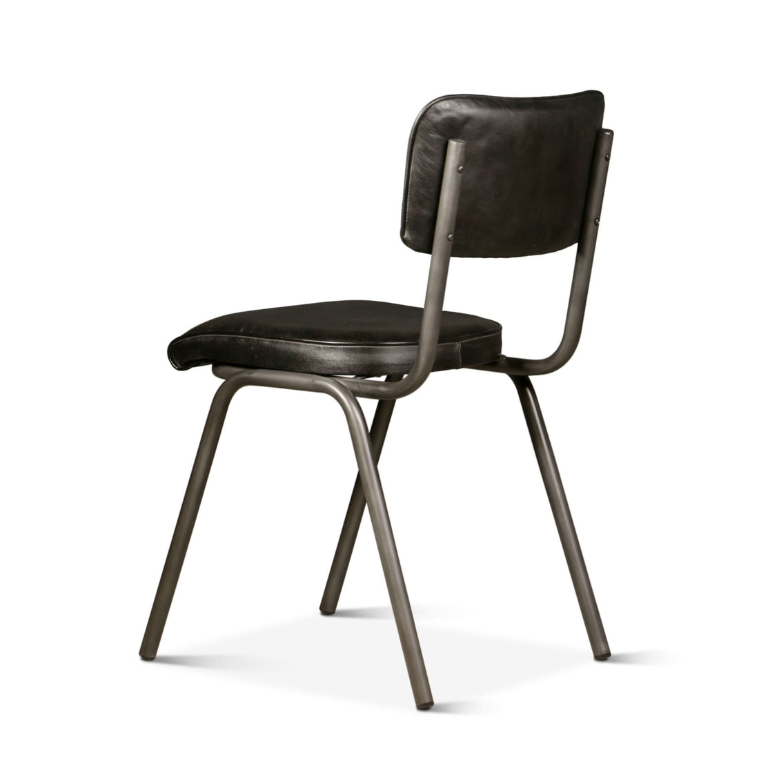 William 17" Ebony Leather and Iron Dining Chair - Home Trends & Design