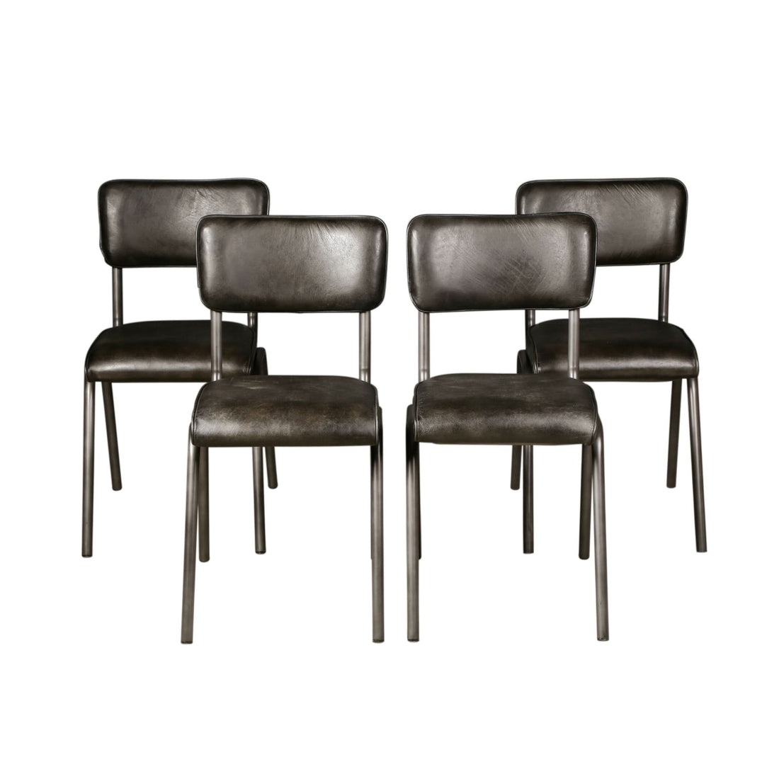William 17" Ebony Leather and Iron Dining Chair - Home Trends & Design