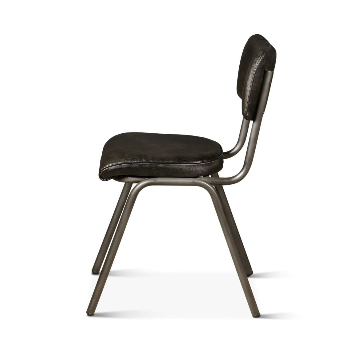 William 17" Ebony Leather and Iron Dining Chair - Home Trends & Design