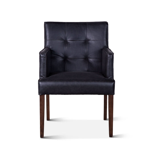 Avery 24" Modern Black Leather Arm Chair with Dark Brown Legs - Home Trends & Design