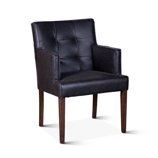  Avery 24" Modern Black Leather Arm Chair with Dark Brown Legs - Home Trends & Design 