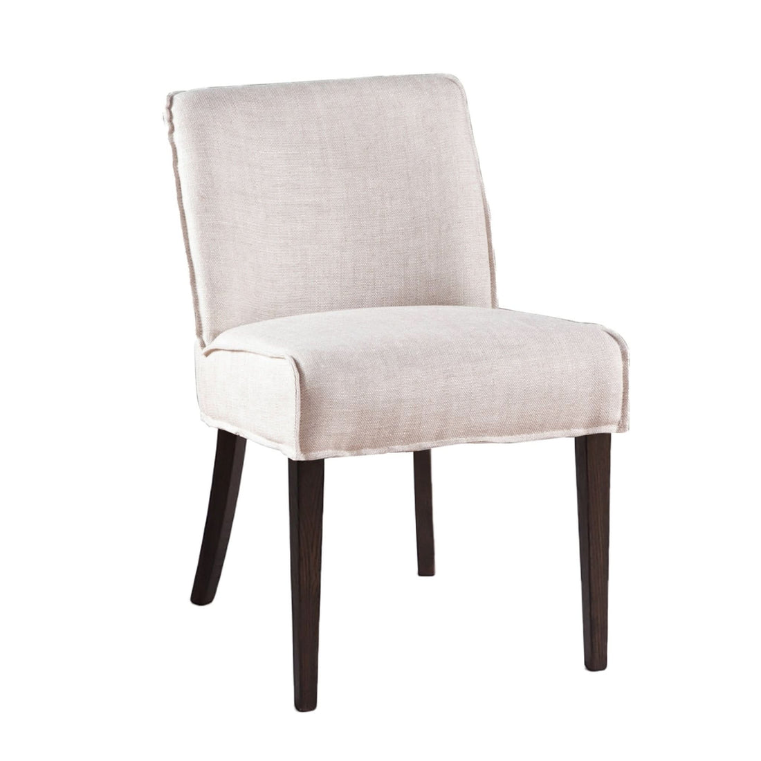 Avery Casual Off White Linen Dining Chair with Matte Brown Legs - Home Trends & Design