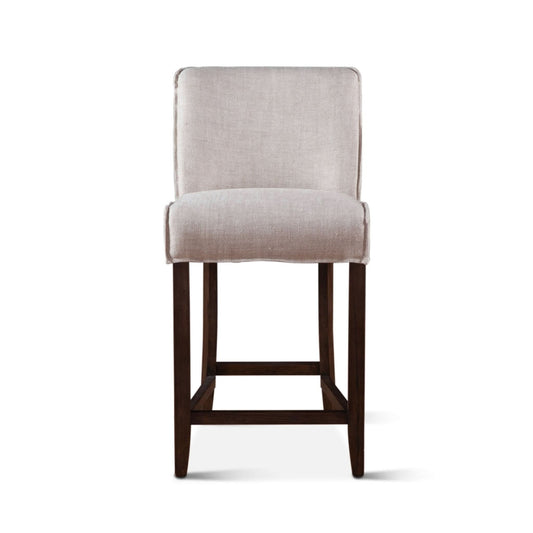 Avery Casual Linen Counter Chair with Dark Walnut Legs - Home Trends & Design