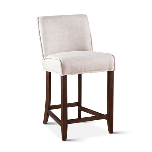  Avery Casual Linen Counter Chair with Dark Walnut Legs - Home Trends & Design 