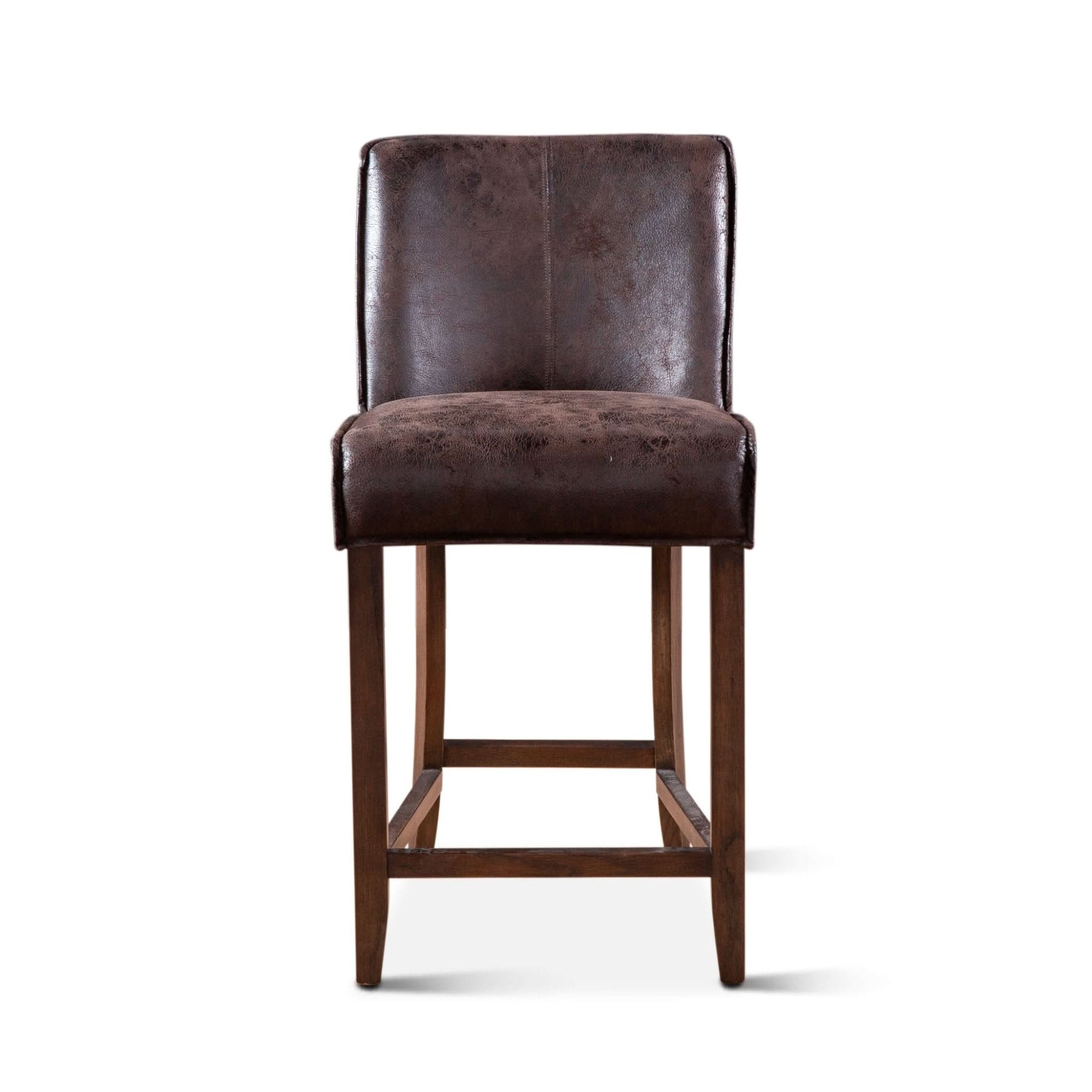 Avery Casual Dark Brown Leather Counter Chair with Matte Brown Legs - Home Trends & Design