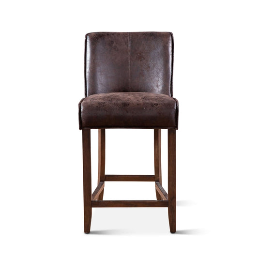  Avery Casual Dark Brown Leather Counter Chair with Matte Brown Legs - Home Trends & Design 