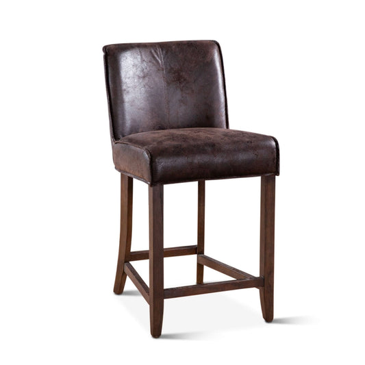 Avery Casual Dark Brown Leather Counter Chair with Matte Brown Legs - Home Trends & Design