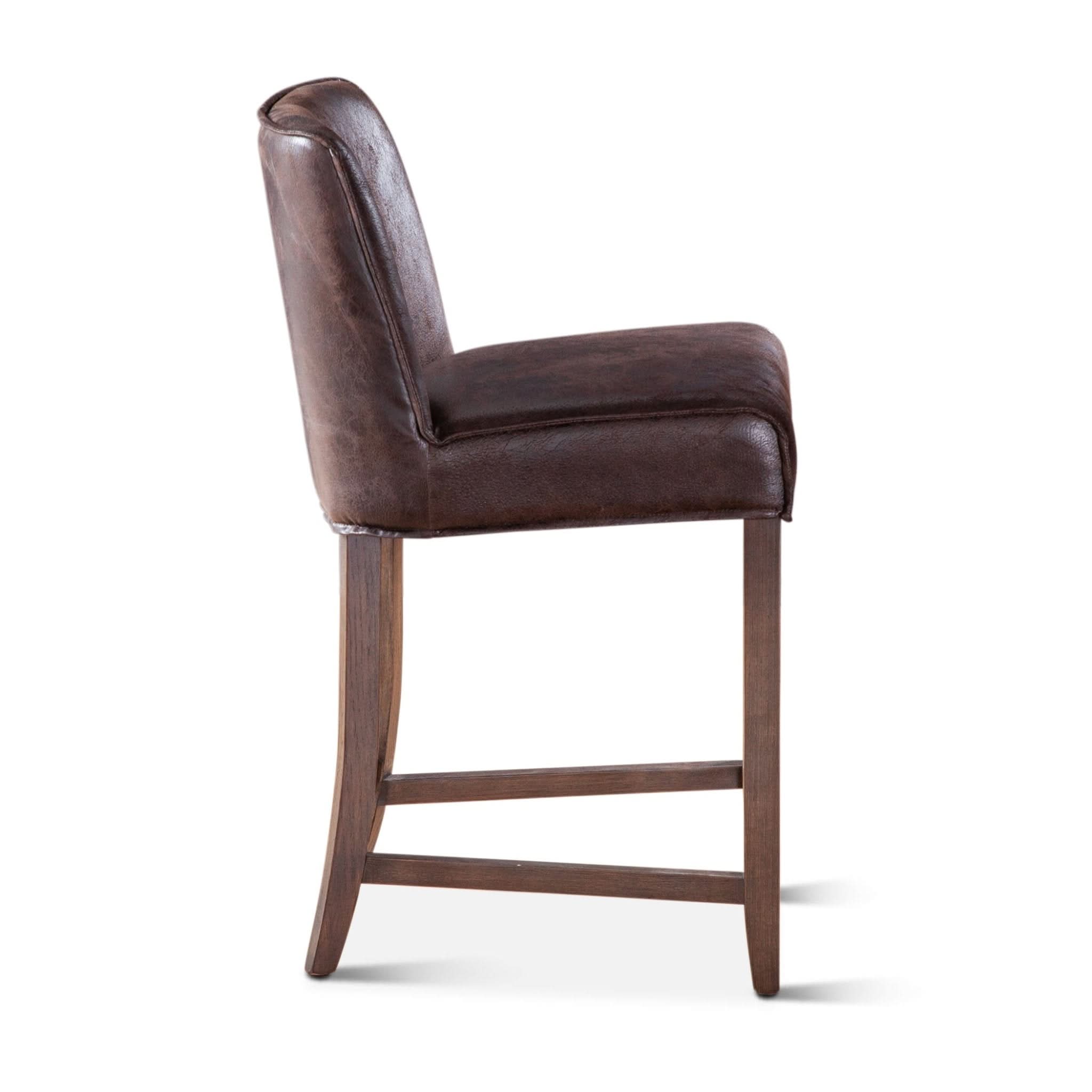 Avery Casual Dark Brown Leather Counter Chair with Matte Brown Legs - Home Trends & Design