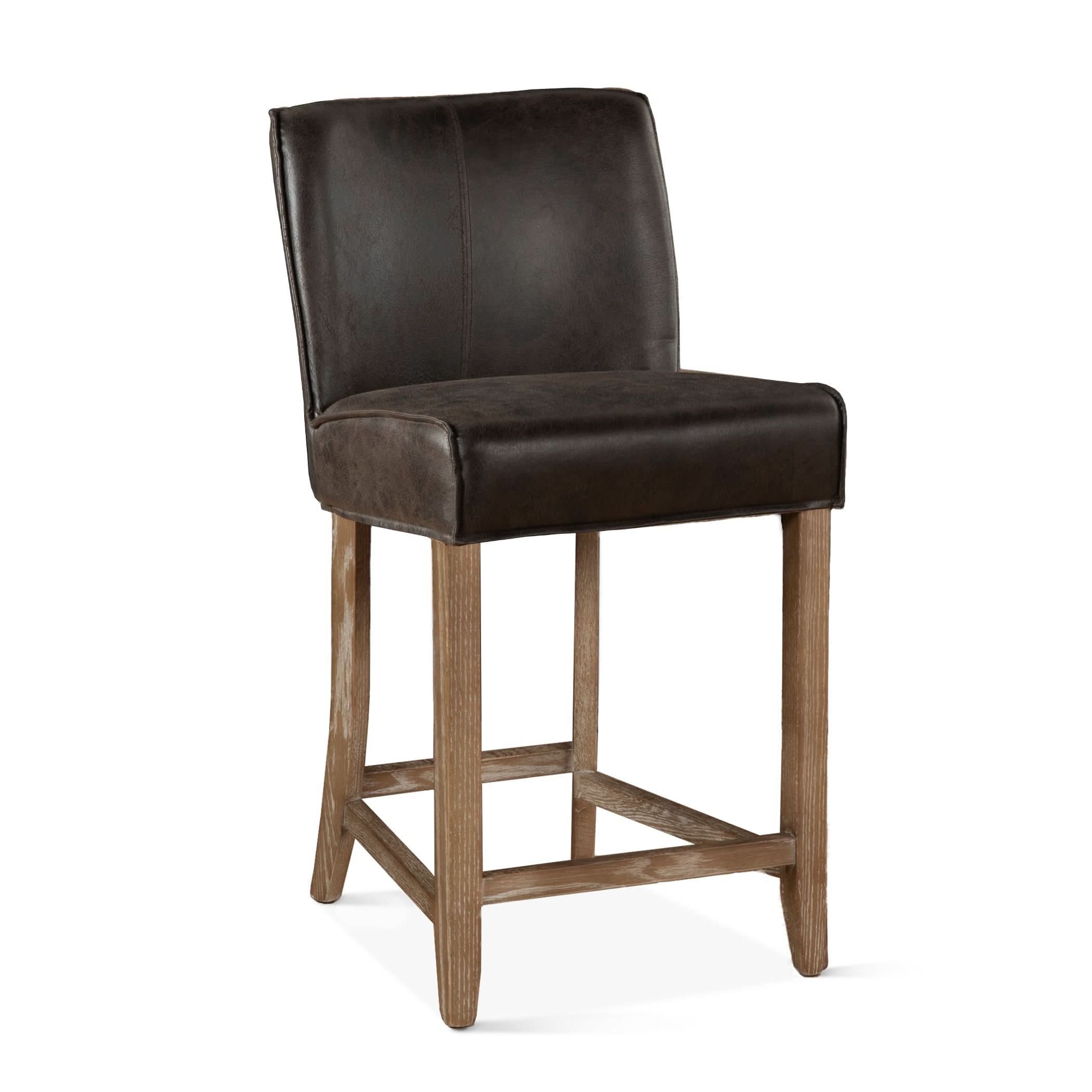 Avery Casual Dark Brown Leather Counter Chair with Natural Legs - Home Trends & Design