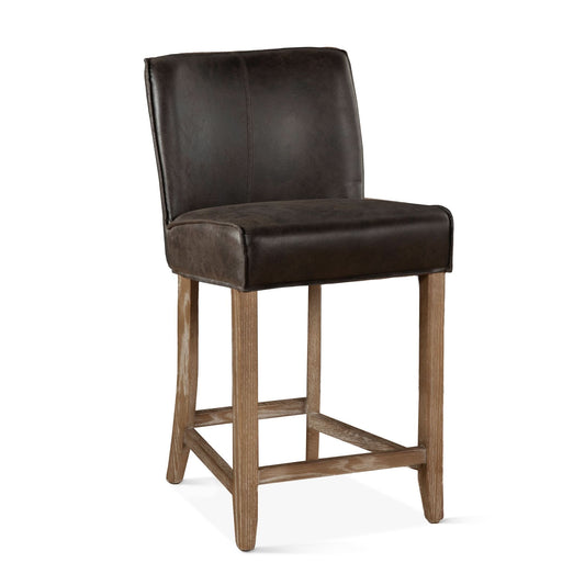 Avery Casual Dark Brown Leather Counter Chair with Natural Legs - Home Trends & Design