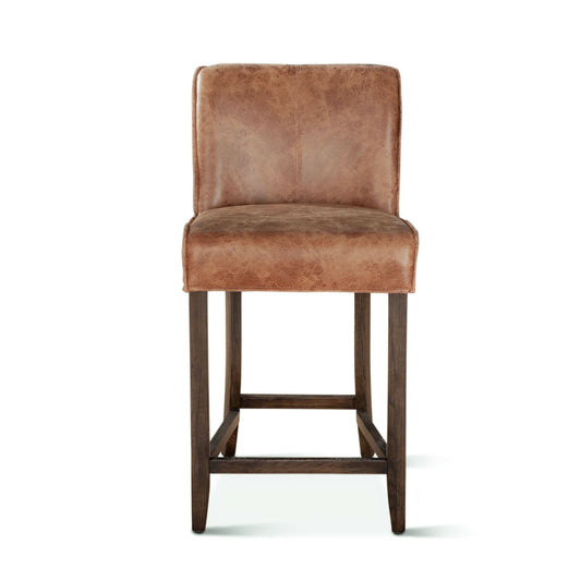  Avery Casual Vintage Tan Leather Counter Chair with Matte Brown Legs - Home Trends & Design 