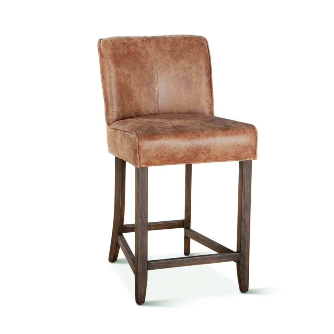 Avery Casual Vintage Tan Leather Counter Chair with Matte Brown Legs - Home Trends & Design