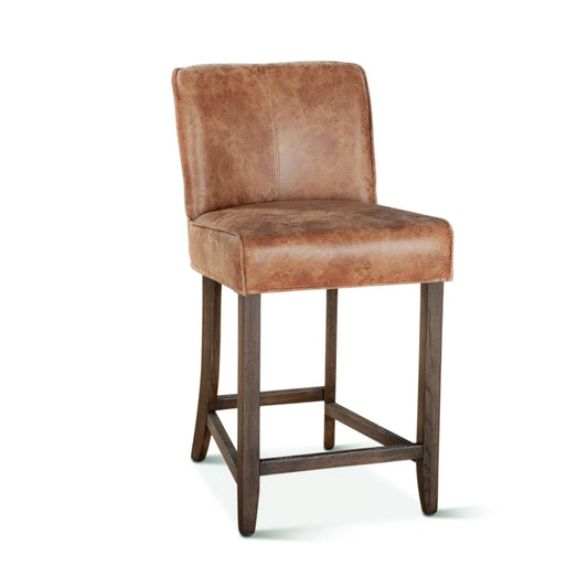 Avery Casual Vintage Tan Leather Counter Chair with Matte Brown Legs - Home Trends & Design