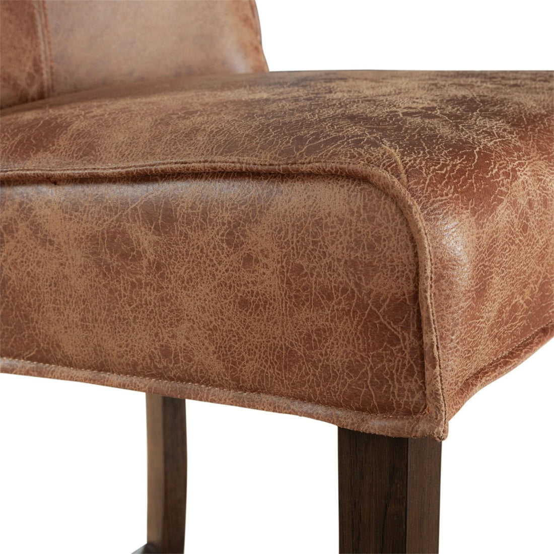 Avery Casual Vintage Tan Leather Counter Chair with Matte Brown Legs - Home Trends & Design