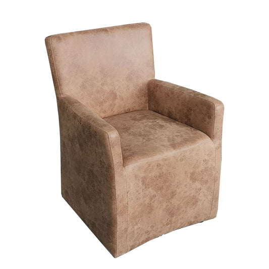 Lily Modern Rolling Arm Chair in Tan Leather - Home Trends & Design