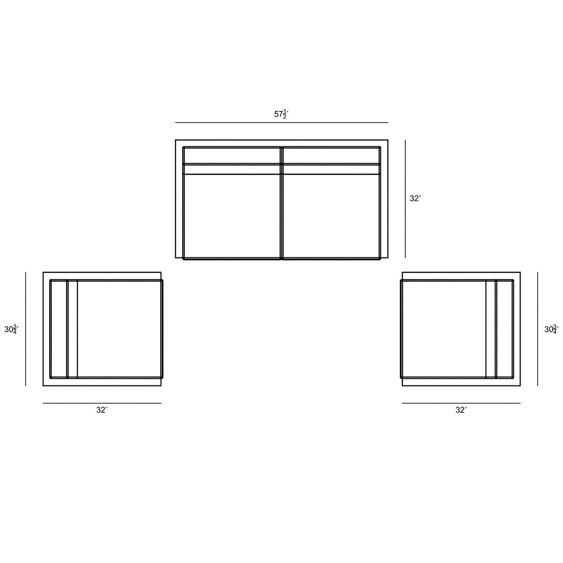 Avion 3 Piece Loveseat Set