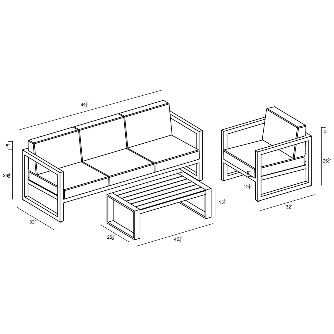 Avion 3 Piece Sofa Set