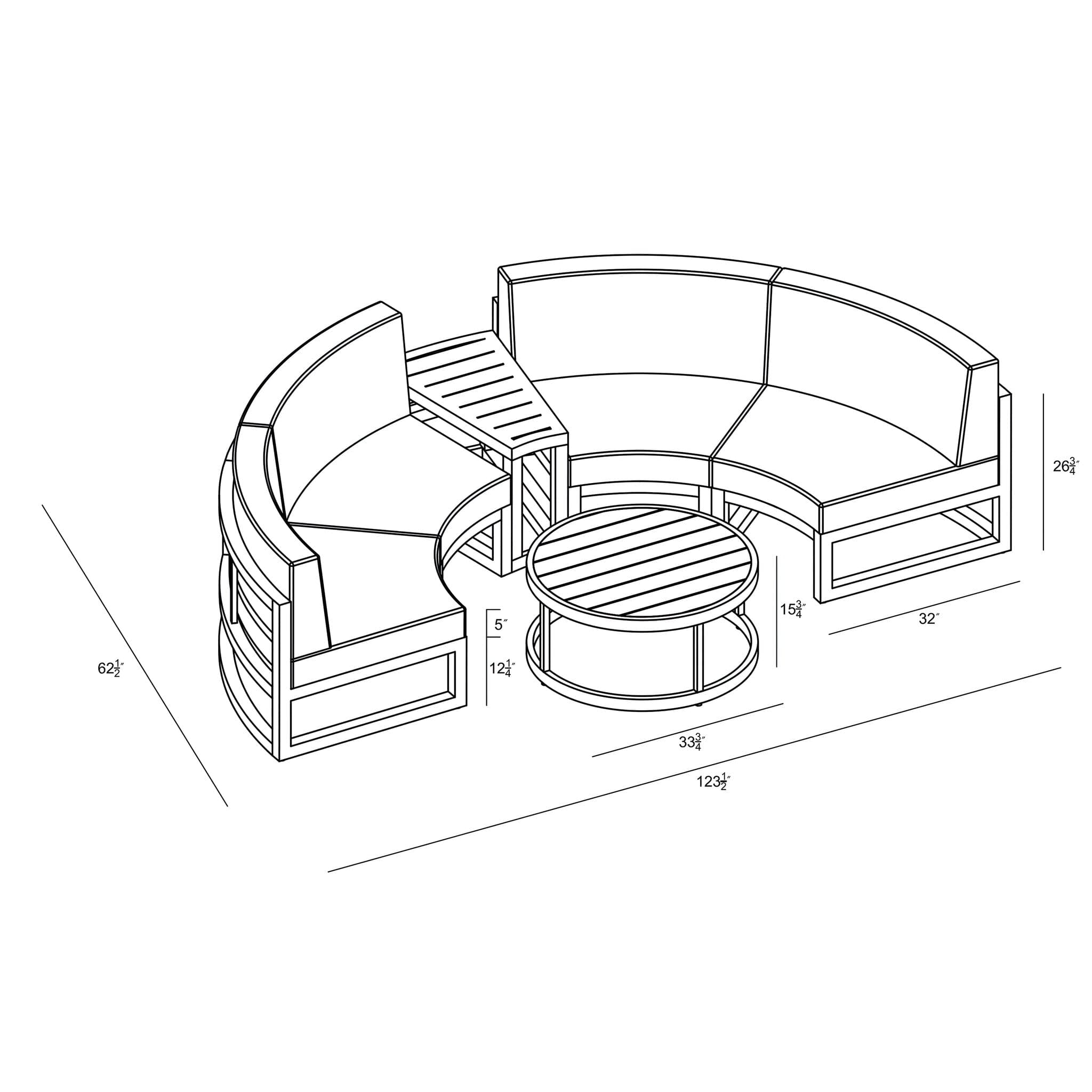 Avion 4 Piece Curve Sectional Set