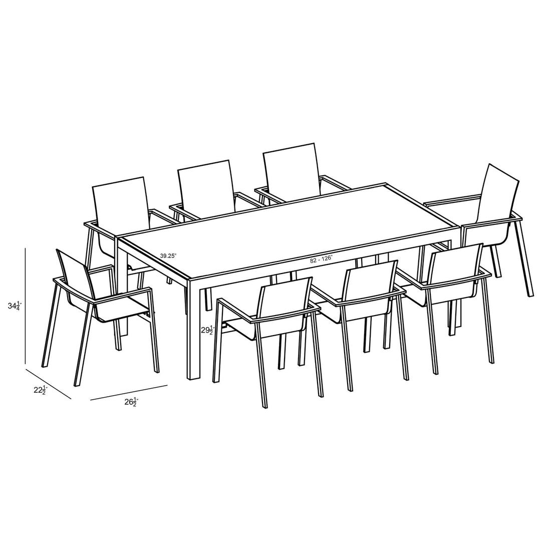 Lift 9 Piece Extendable Dining Set