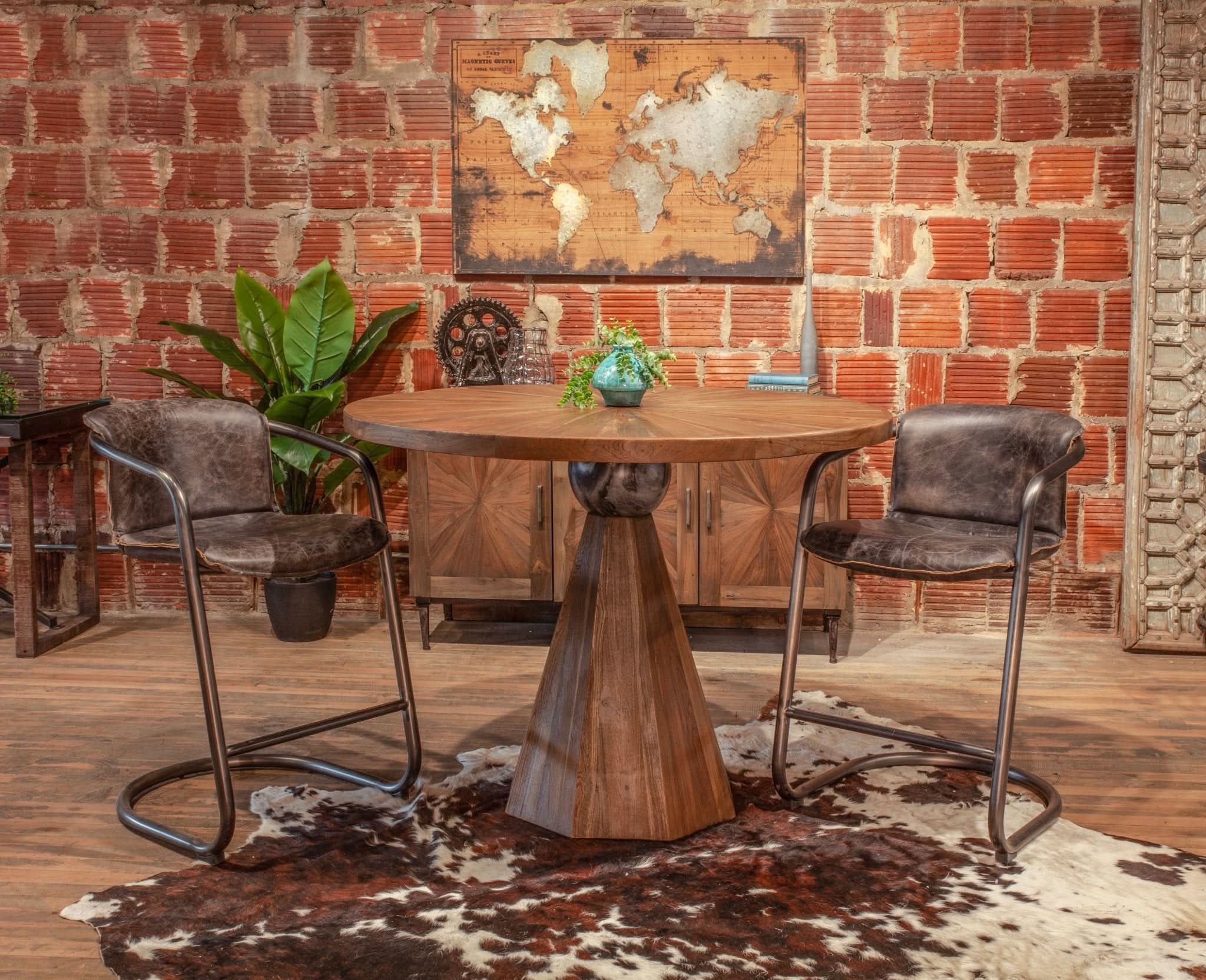 Rustic Revival Natural Teak Wood Gathering Table with Black Marble - Home Trends & Design