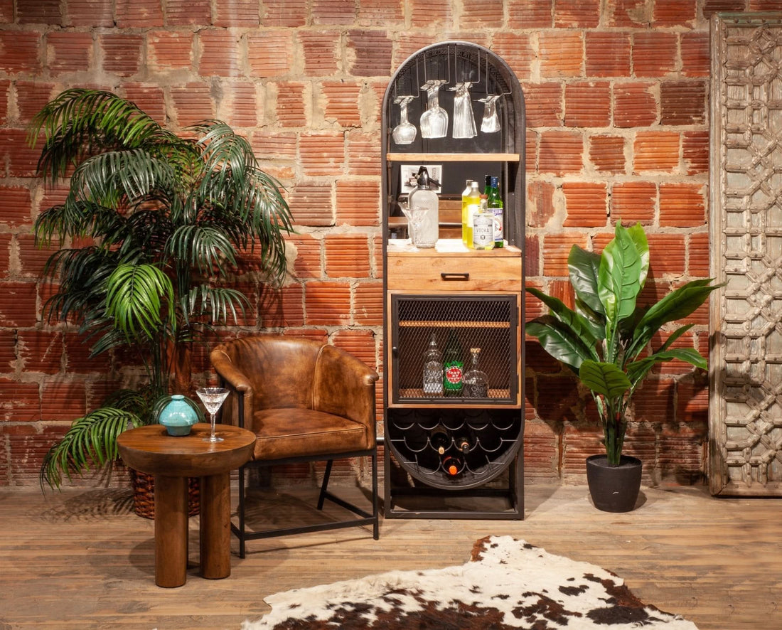 Santa Margherita 23" Iron and Mango Wood Bar Cabinet - Home Trends & Design