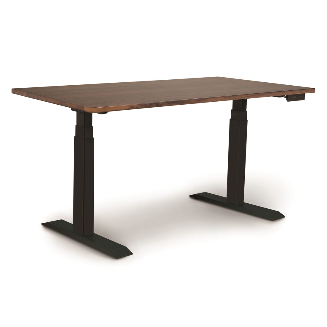 Invigo Sit-Stand Desk in Walnut with Black Legs