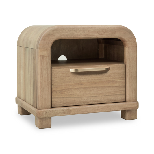 Kione One Drawer Acacia Wood Nightstand