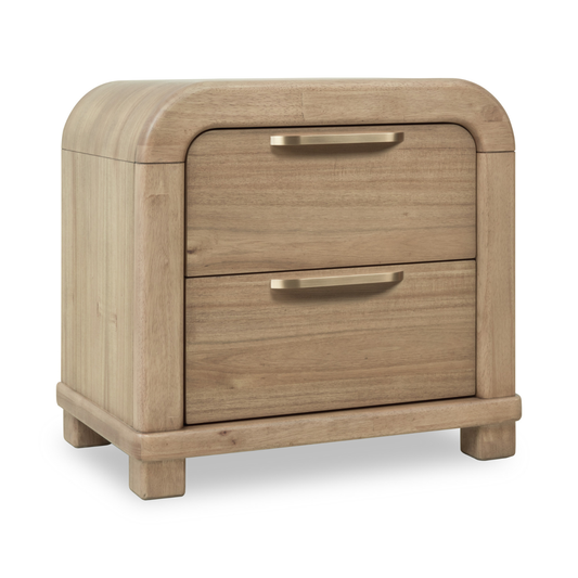 Kione Two Drawer Acacia Wood Nightstand