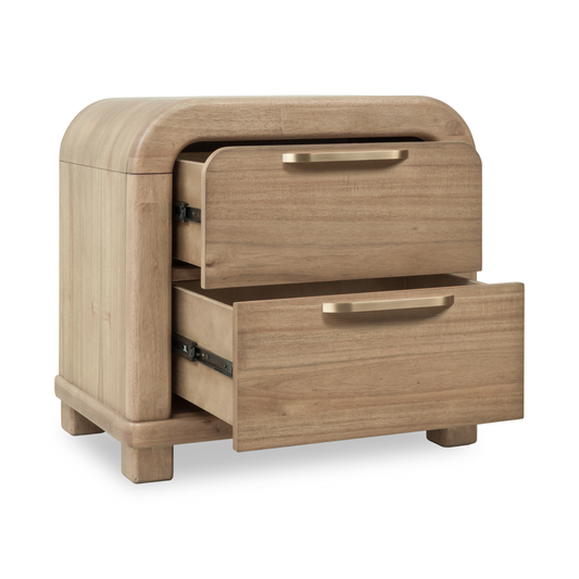 Kione Two Drawer Acacia Wood Nightstand
