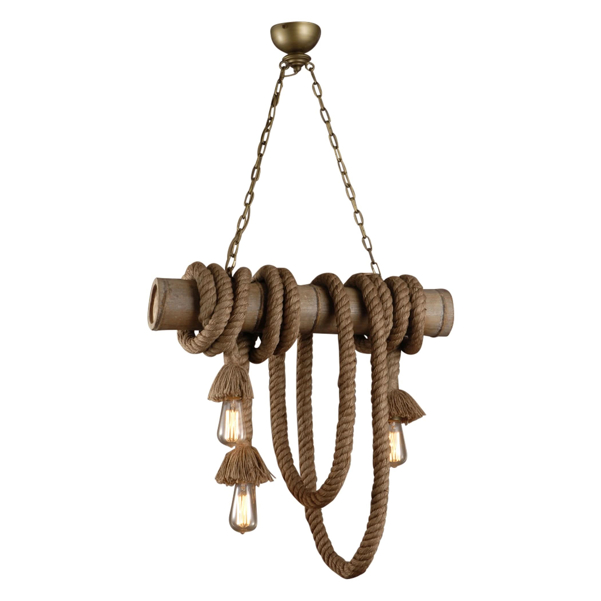 Heritage Three Light Bamboo and Rope Pendant - Home Trends & Design