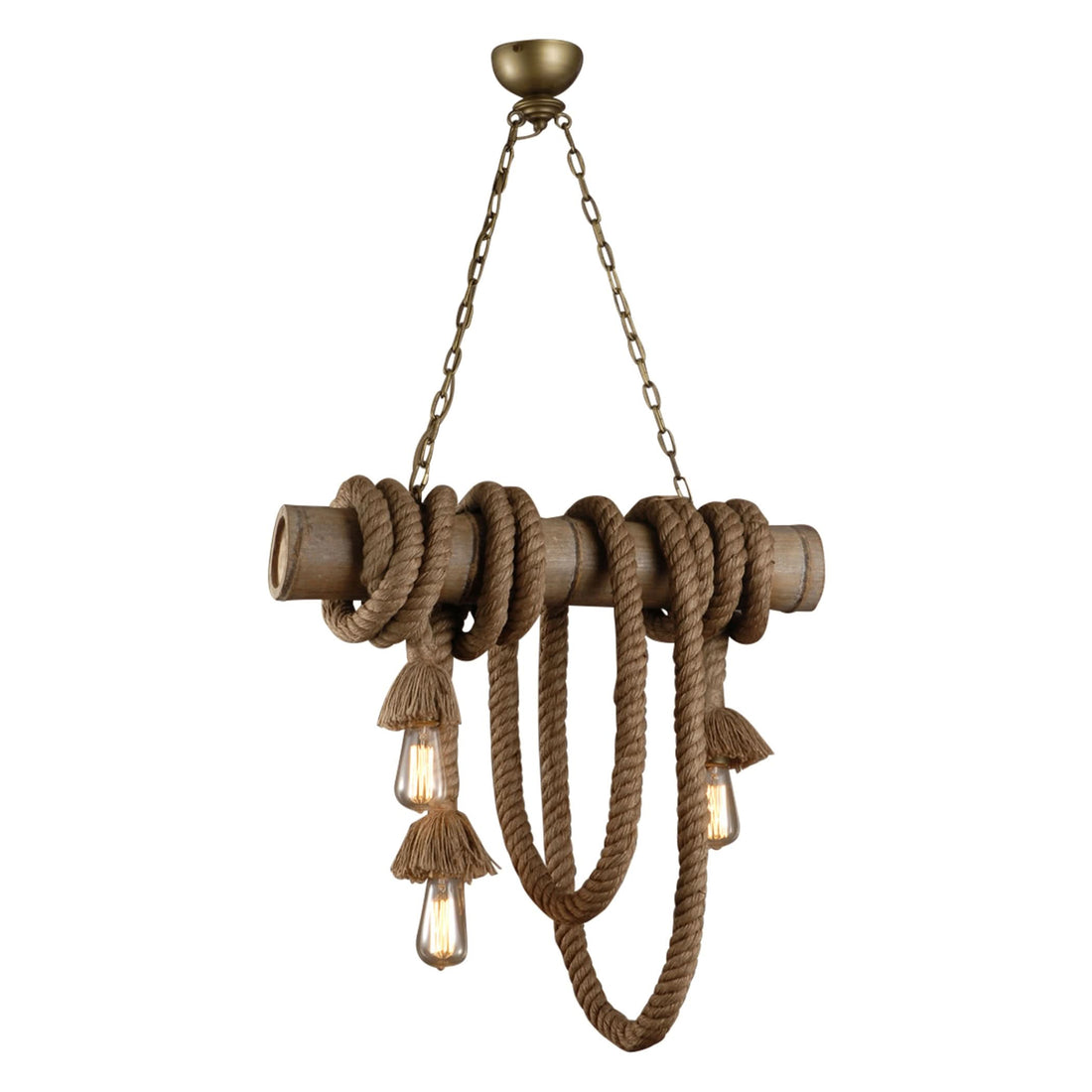 Heritage Three Light Bamboo and Rope Pendant - Home Trends & Design