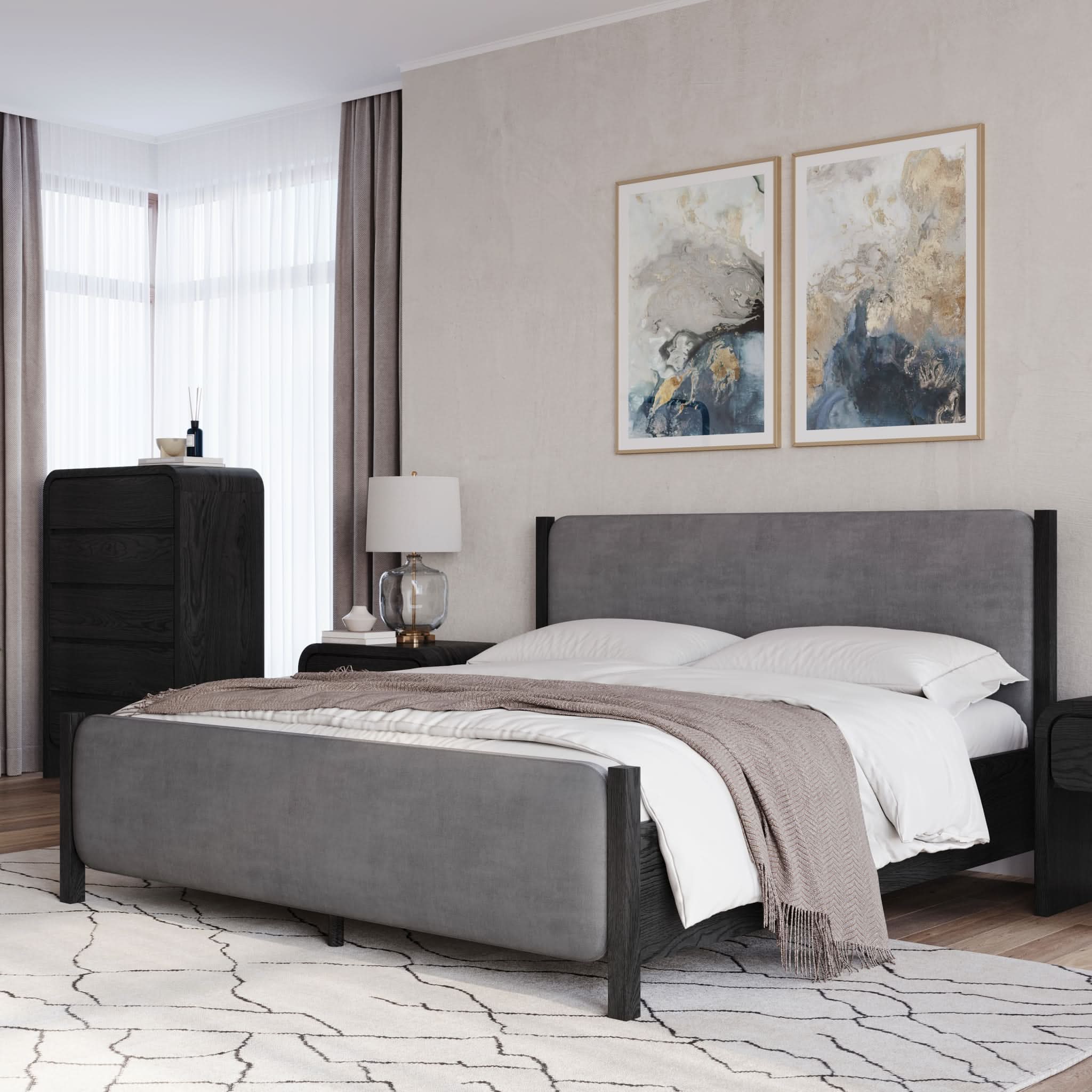 Elora Velvet Upholstered Platform Bed