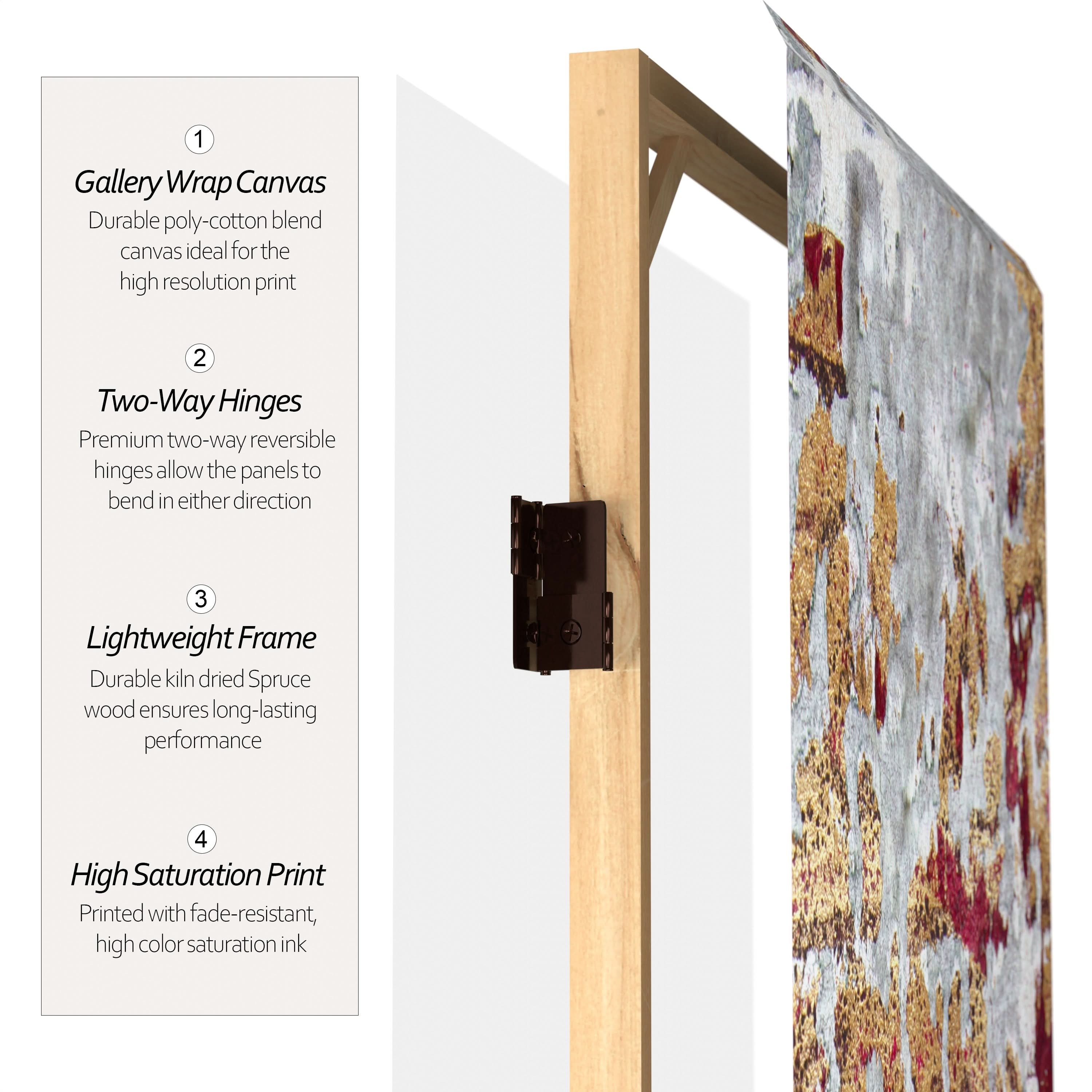 6 ft. Tall Fire and Bronze Canvas Room Divider